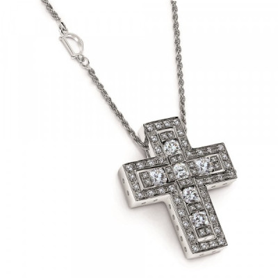Collana croce in oro bianco e diamanti