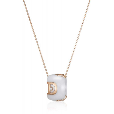 Collana in ceramica bianca, oro e diamante