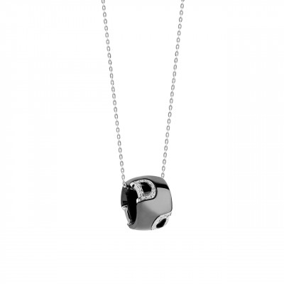 Collana in ceramica nera, oro e diamanti