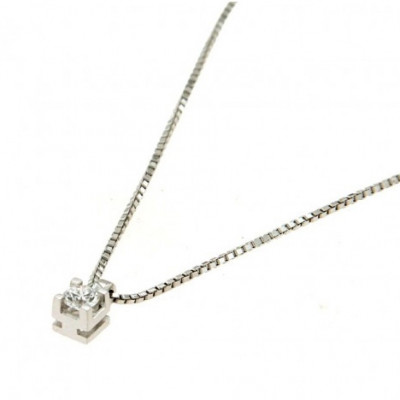 Collana punto luce castone quadrato 0,14 ct