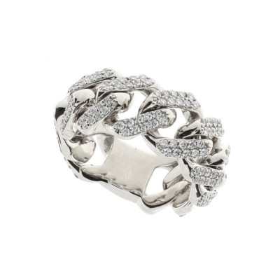 Anello Groumette oro bianco e diamanti