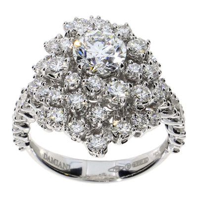 Anello Mimosa in oro bianco e diamanti ct. 3,38 GH