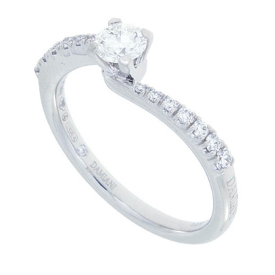 Anello solitario Promessa in platino e full pavè diamanti 1,30 ct. F IF e diamante centrale 1,00 ct. F IF