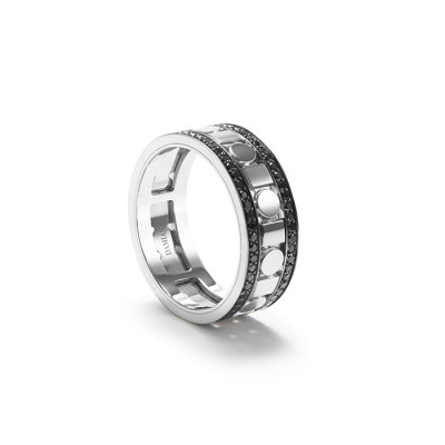 Anello Belle Epoque Reel oro bianco e diamanti neri