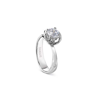 Solitario Bocciolo oro bianco e diamante ct 0,30 G VS2