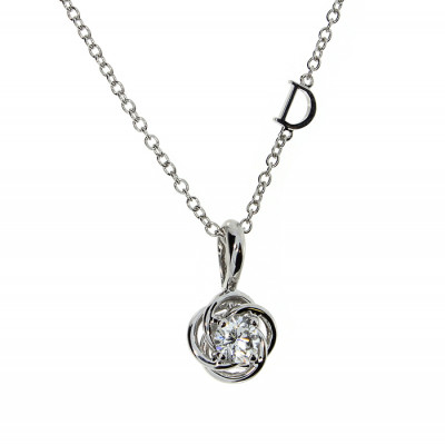 Collana Bocciolo oro bianco e diamante ct. 0,52 F VS2