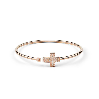 Bracciale Croce in oro rosa e diamanti