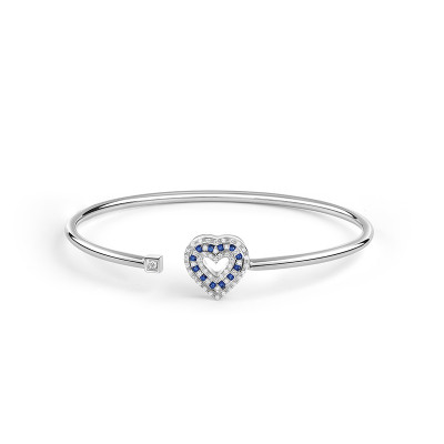 Bracciale Cuore in oro bianco, diamanti e zaffiri