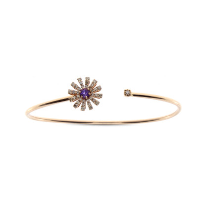 Bracciale Margherita in oro rosa, diamanti e ametista