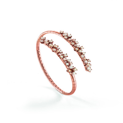 Bracciale Mimosa Flexi in oro rosa, diamanti bianchi e brown