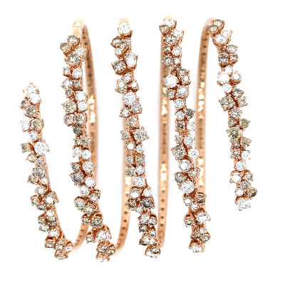 Bracciale Mimosa Flexi in oro rosa, diamanti bianchi e brown