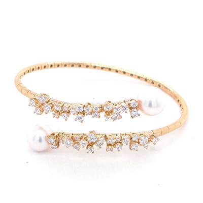 Bracciale Mimosa Flexi in oro giallo e diamanti e perle