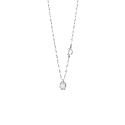 Collana Minou in oro bianco con diamante taglio smeraldo