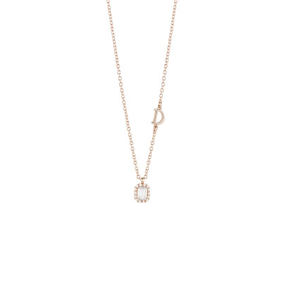 Collana Minou in oro rosa con diamante taglio smeraldo