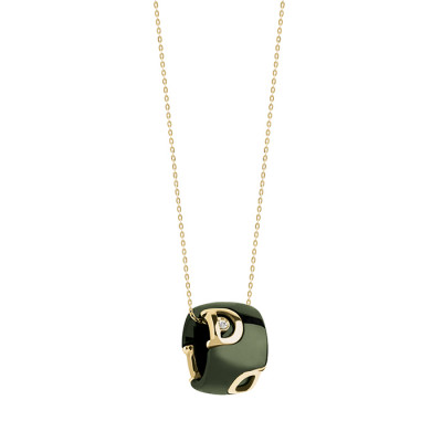 Collierino D.ICON in ceramica verde, oro giallo e diamante