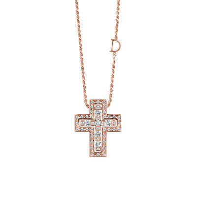 Collana Croce Belle Epoque oro rosa e diamanti