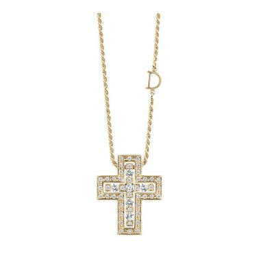 Collana Croce Belle Epoque oro giallo e diamanti