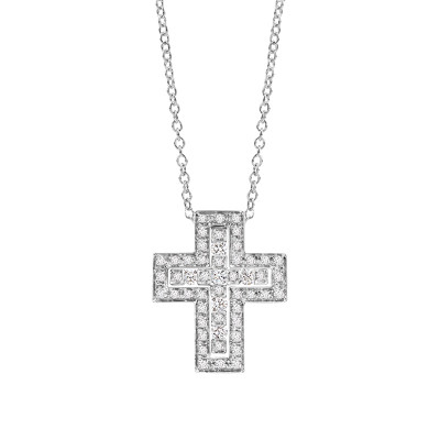 Collana croce in oro bianco e diamanti