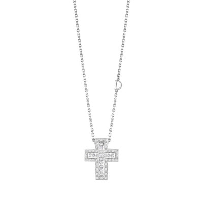 Collana Croce Belle Epoque oro bianco e diamanti