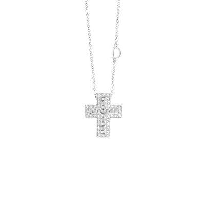 Collana Croce Belle Epoque oro bianco e diamanti