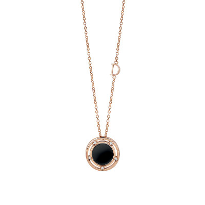 Collana in oro rosa, onice e diamanti