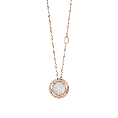 Collana in oro rosa, madre perla e diamanti