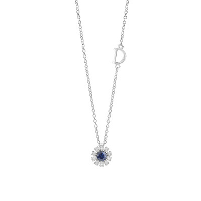 Collana Margherita in oro bianco diamanti e zaffiro