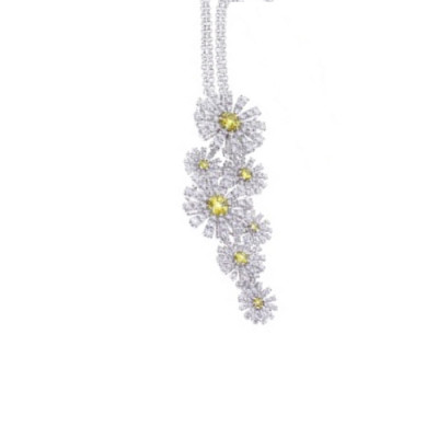 Collana Margherita in oro bianco con zaffiri gialli e diamanti