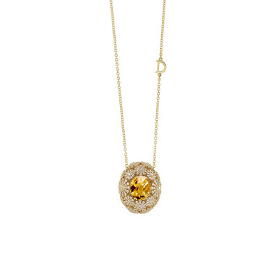 Collana Margherita in oro giallo, diamanti e citrino