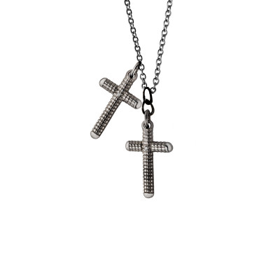 Collana Metropolitan croci in oro black e diamanti