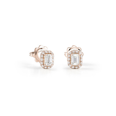 Orecchini Minou in oro rosa con diamante taglio smeraldo
