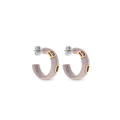 Orecchini in ceramica cappuccino e diamante