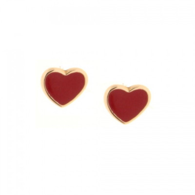 Orecchini Cuoricini smalto rosso