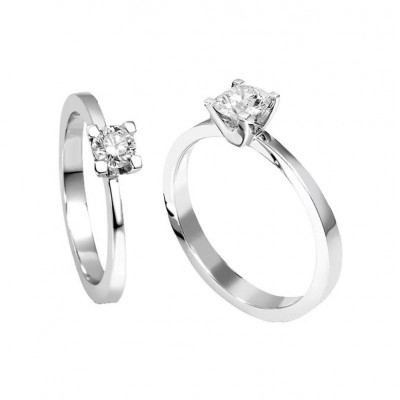 Anello solitario oro bianco e diamante 0,10 ct