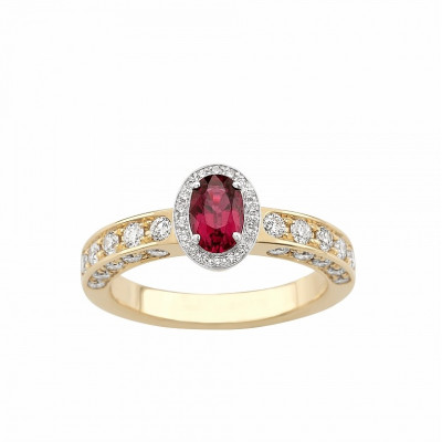 Anello Icona Color in oro bianco, rosa, diamanti e rubino