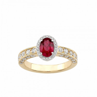 Anello Icona Color in oro bianco, rosa, diamanti e rubino