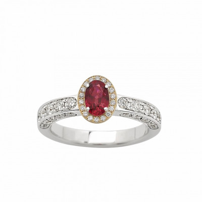 Anello Icona Color in oro bianco, rosa, diamanti e rubino