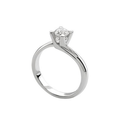 Anello solitario in oro bianco e diamante