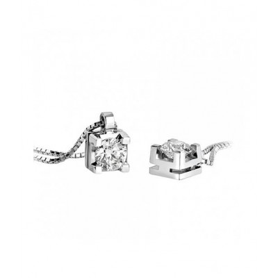 Collana punto luce castone quadrato 0,17 ct