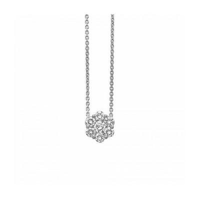 Collana solitario invisibile in oro bianco e diamanti
