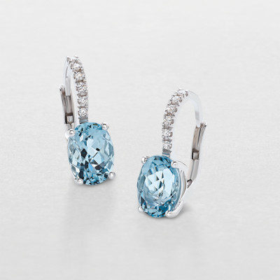 Orecchini in oro bianco con Acquamarina ct.2.55 e Diamanti FG VS ct. 0.08