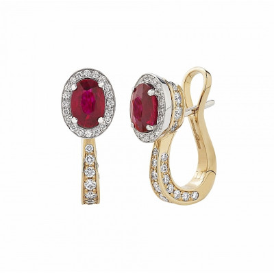 Orecchini Icona Color in oro bianco, rosa, diamanti e rubino