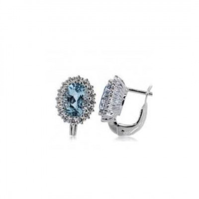 Orecchini in oro bianco con Acquamarina ct.1.59 e Diamanti ct. 0.34