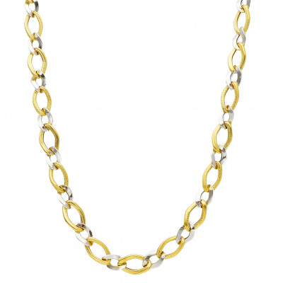 Girocollo in oro giallo e oro bianco maglia catena grumetta 8,20 g