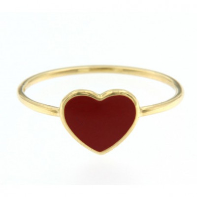 Anello Cuore smalto rosso
