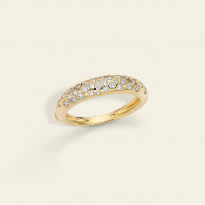 Anello Flow fascia bombata diamanti
