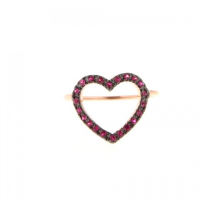 Anello Cuore e rubini