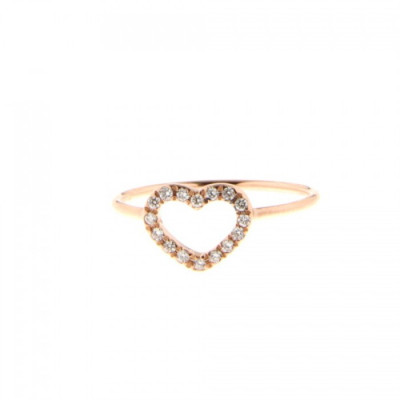Anello Cuore filo piccolo con diamanti