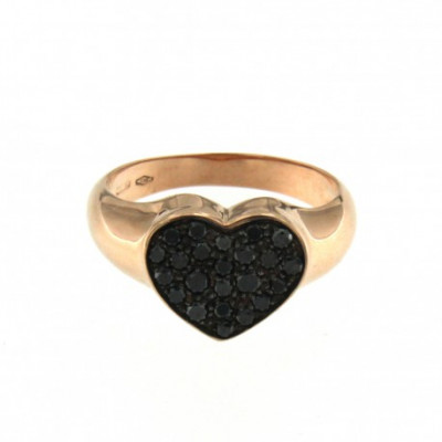 Anello Cuore diamanti neri
