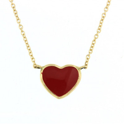 Collana Cuore smaltato rosso oro rosso 